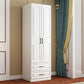 White Hinged Wardrobe Armoire with Garment Rod Modern Wardrobe Closet