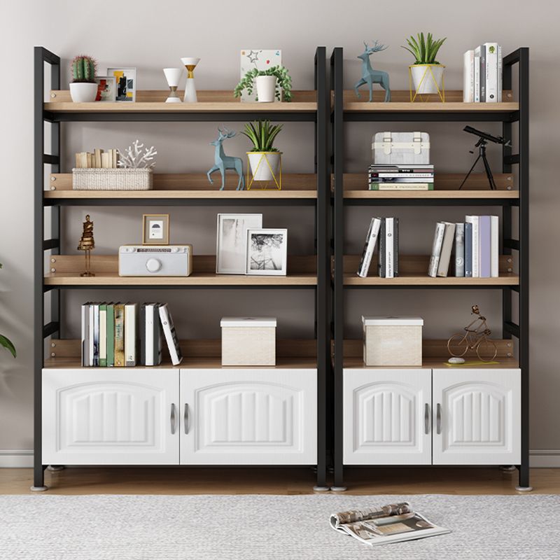 Modern Open Back Shelf Bookcase with Cabinets for Home Office Clearhalo 'Bookcases' 'furn' 'furn_bookcases' 'Furniture' 'Office Furniture' 1200x1200_d7da0b50-5115-4776-ae4c-74bf30317935