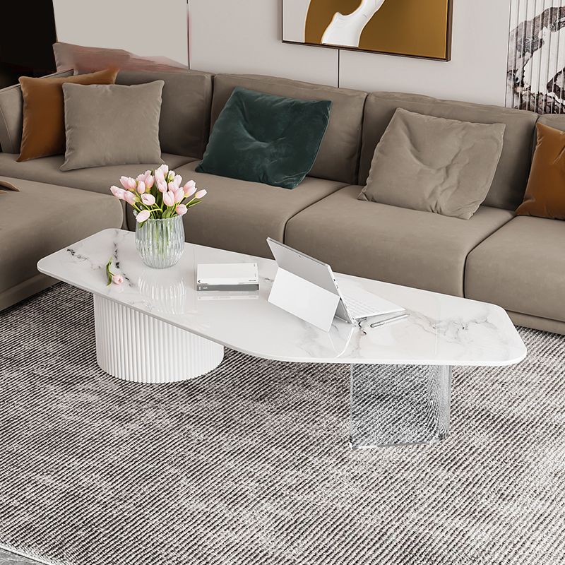 Mesa de centro moderna con patas de acrílico, juego de mesa de centro anidada para sala de estar