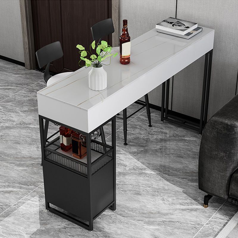 Glam Style Bar Table 42-inch Height Stone Top Pub Table with Two Drawer