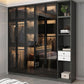 Black Glass Wardrobe Armoire Modern Style Wardrobe for Bedroom