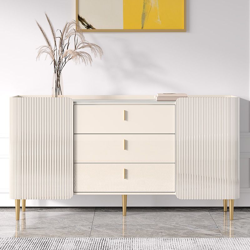 Tabla lateral de piedra de mesa de estilo glamoroso con gabinete y cajones