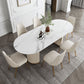 Nordic Glam Style Sintered Stone Oval Table Set 1/4/5/7 Pieces Dining Set Clearhalo 'Dining Room Sets' 'Dining Tables & Seating' 'dining_room_set' 'furn' 'furn_dining_room_set' 'Furniture' 'Kitchen & Dining Furniture' 1200x1200_d7e2c9ee-b14c-4149-8ef6-41469e8d64f9