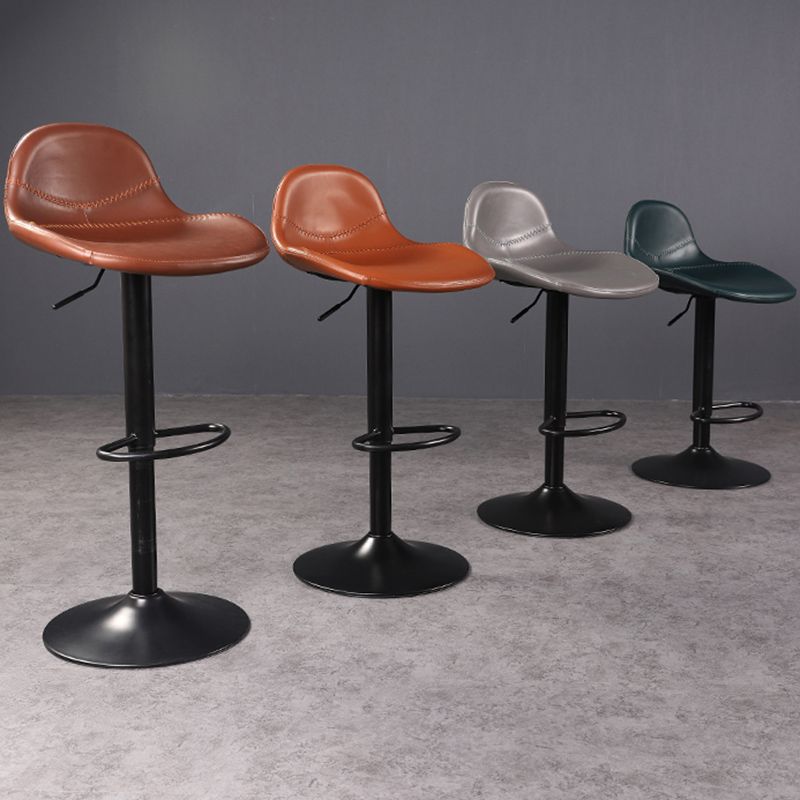 Indoor Industrial Metal Legs Faux Leather Upholstered Bar Stools