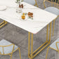 Sintered Stone Dining Table Traditional Luxury Sled Table with Gold Frame Clearhalo ' dining_table' 'Dining Tables & Seating' 'Dining Tables' 'furn' 'furn_dining_table' 'Furniture' 'furniture_dining_table' 'Kitchen & Dining Furniture' 'kitchen&dining_furn' 'kitchen' 'kitchen_dining_table' 1200x1200_d7e475c6-9b68-4de2-9b34-cb1598de596f