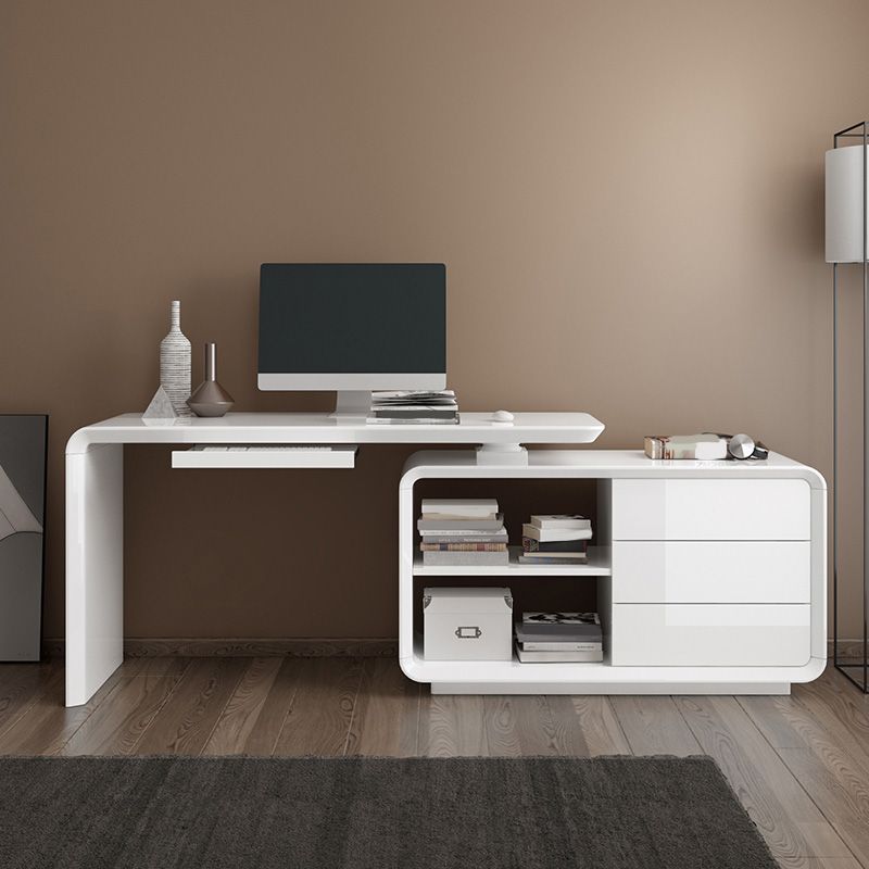 Modern Wood Computer Desk White Pedestal Writing Desk for Home Clearhalo 'furn' 'furn_office_desk' 'Furniture' 'Office Desks' 'Office Furniture' 'office_desk' 1200x1200_d7e4dabe-7253-4139-9500-a4fa36df17ed