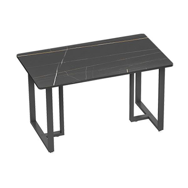 Industrial Style Black Dining Table Sintered Stone Dining Table with Black Frame Clearhalo 'Dining Tables & Seating' 'Dining Tables' 'dining_table' 'furn' 'furn_dining_table' 'Furniture' 'furniture_dining_table' 'Kitchen & Dining Furniture' 'kitchen' 'kitchen_dining_table' 1200x1200_d7e5fbe4-620a-428e-96cd-9799e57d767c
