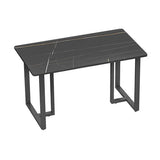 Industrial Style Black Dining Table Sintered Stone Dining Table with Black Frame Clearhalo 'Dining Tables & Seating' 'Dining Tables' 'dining_table' 'furn' 'furn_dining_table' 'Furniture' 'furniture_dining_table' 'Kitchen & Dining Furniture' 'kitchen' 'kitchen_dining_table' 1200x1200_d7e5fbe4-620a-428e-96cd-9799e57d767c