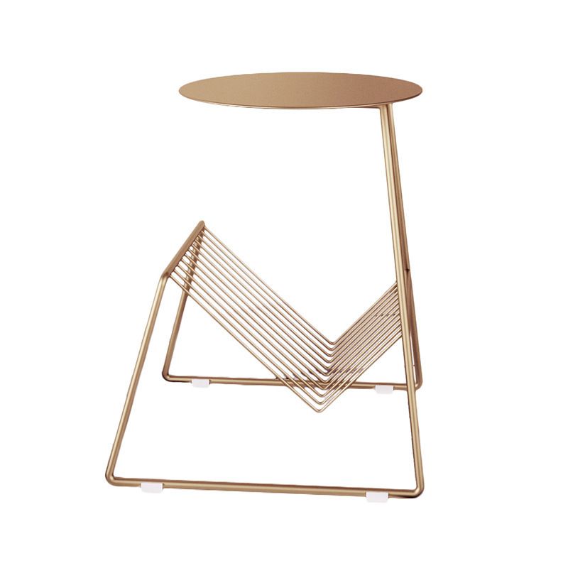 Metallic Frame End Table with Storage Round Accent Side Table Clearhalo 'Coffee & Accent Tables' 'End & Side Tables' 'end_side_tables' 'furn' 'furn_end_side_tables' 'Furniture' 'Living Room Furniture' 1200x1200_d7e693d1-0e3c-4161-94d2-87cfabf5af26