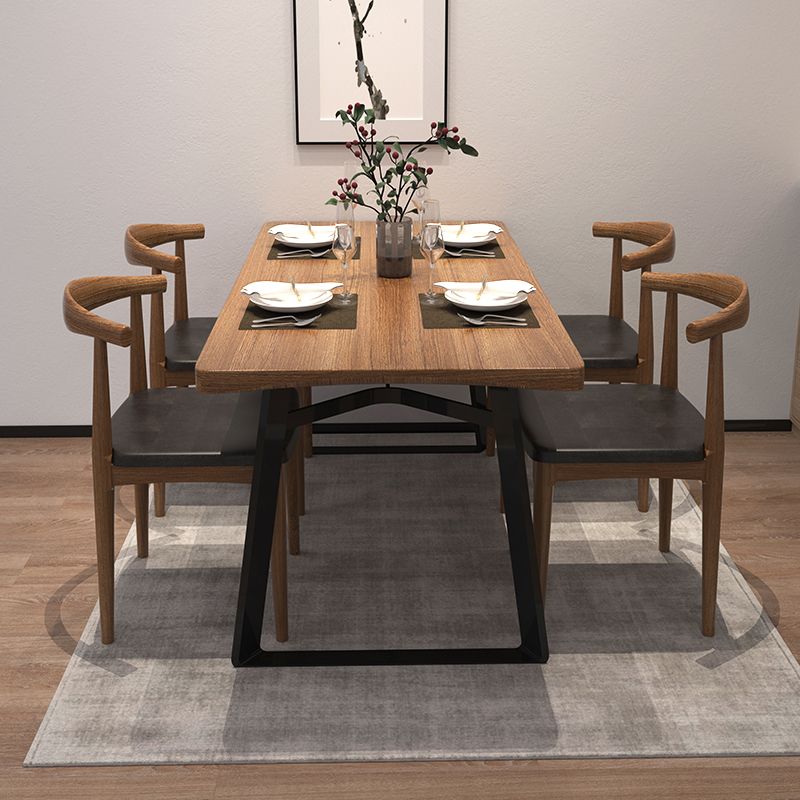 Metal Industrial Rectangle Dining Table Solid Wood Table with Sled Base Clearhalo ' dining_table' 'Dining Tables & Seating' 'Dining Tables' 'furn' 'furn_dining_table' 'Furniture' 'furniture_dining_table' 'Kitchen & Dining Furniture' 'kitchen&dining_furn' 'kitchen' 'kitchen_dining_table' 1200x1200_d7e8db9a-638f-4bd0-b721-af7ee701de74