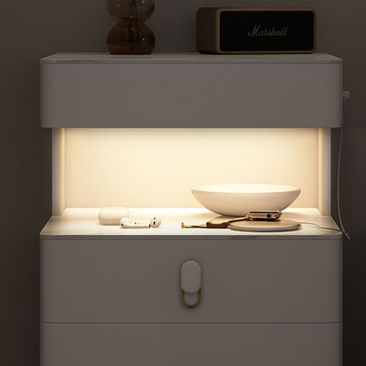 Mirrored Stone Top Makeup Vanity Desk White/Gray Dressing Table