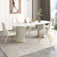 Eetkamertafel met witte basis, stenen tafel in moderne stijl voor de keuken