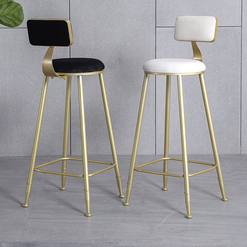 Glam Backrest Armless Counter Stool Iron Beauty Shop Bar Stool with Suede Cushion Clearhalo 'Bar Furniture' 'Bar Stools' 'bar_stools' 'furn' 'furn_bar_stools' 'furniture_bar_stools' 'Kitchen & Dining Furniture' 'kitchen&dining_furn' 'kitchen' 'kitchen_furn' Furniture' 1200x1200_d7eae9ec-857a-4935-97ff-4e6f0c15cf1f