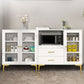 Engineered Wood Glam Buffet Stand Glass Doors Adjustable Shelving Sideboard Cabinet Clearhalo 'buffet_sideboard' 'Buffets & Sideboards' 'Furniture' 'furniture_buffet_sideboard' 'Kitchen & Dining Furniture' 1200x1200_d7ec5378-ad27-458f-83bd-ed5a803b75d0