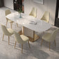 Modern Style Traditional Height Dining Set with Fixed Rectangle Shape Table and Pedestal Base Clearhalo 'Dining Room Sets' 'Dining Tables & Seating' 'dining_room_set' 'furn' 'furn_dining_room_set' 'Furniture' 'furniture_dining_room_set' 'Kitchen & Dining Furniture' 'kitchen&dining_furn' 'kitchen' 1200x1200_d7ecf5ef-68ef-4367-bb5c-0e1e374ac12c