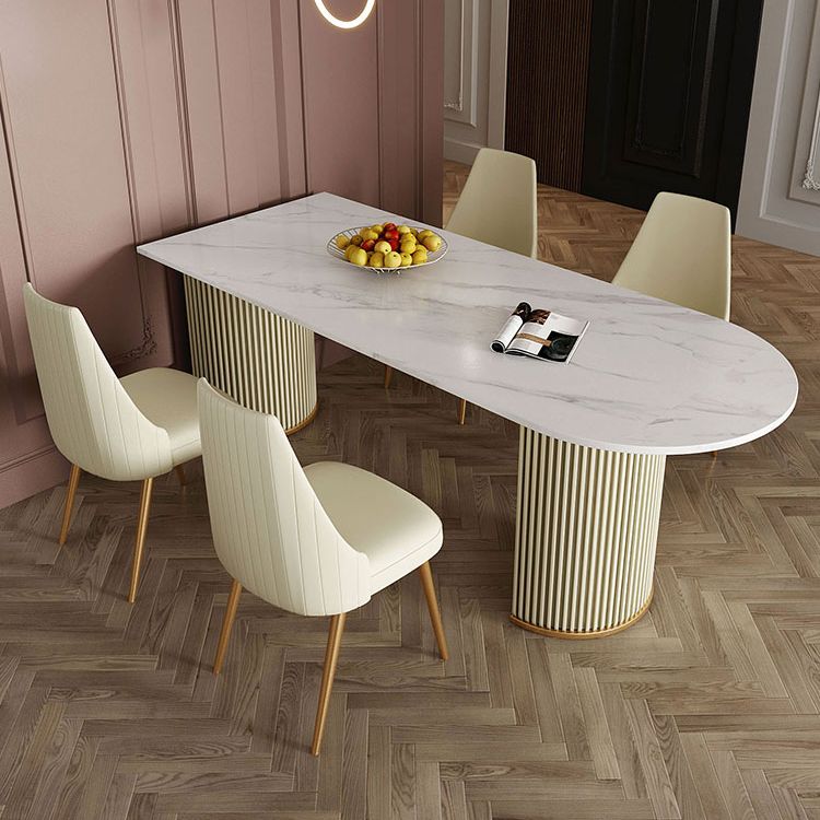 Free Form Dining Table Sintered Stone Table Luxury Style with Double Pedestal Clearhalo ' dining_table' 'Dining Tables & Seating' 'Dining Tables' 'furn' 'furn_dining_table' 'Furniture' 'furniture_dining_table' 'Kitchen & Dining Furniture' 'kitchen&dining_furn' 'kitchen' 'kitchen_dining_table' 1200x1200_d7ee9b68-91d7-4d82-be00-f04de99b0799