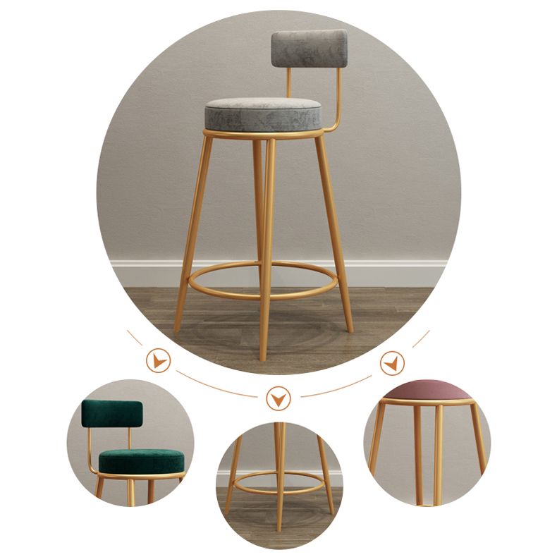 Glam Round Footrest Bar Stool Velvet Low Back Indoor Counter Chair with Gold Legs Clearhalo 'Bar Furniture' 'Bar Stools' 'bar_stools' 'furn' 'furn_bar_stools' 'furniture_bar_stools' 'Kitchen & Dining Furniture' 'kitchen&dining_furn' 'kitchen' 'kitchen_furn' Furniture' 1200x1200_d7f02491-b9fc-4dcd-8642-62066dd3e65f