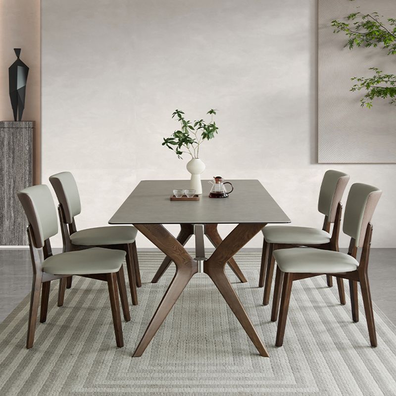 Medieval Modern Sintered Stone Top Dining Table Rectangle Kitchen Table with 4 Legs Clearhalo 'Dining Tables & Seating' 'Dining Tables' 'dining_table' 'furn' 'furn_dining_table' 'Furniture' 'furniture_dining_table' 'Kitchen & Dining Furniture' 'kitchen' 'kitchen_dining_table' 1200x1200_d7f05dd1-d9ae-438e-b4af-4e959fa0c7a5