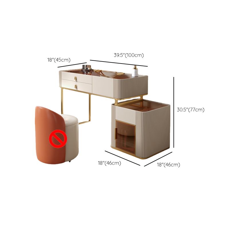 Set di sgabelli da toeletta da top con vetro di vanità per trucco leggero