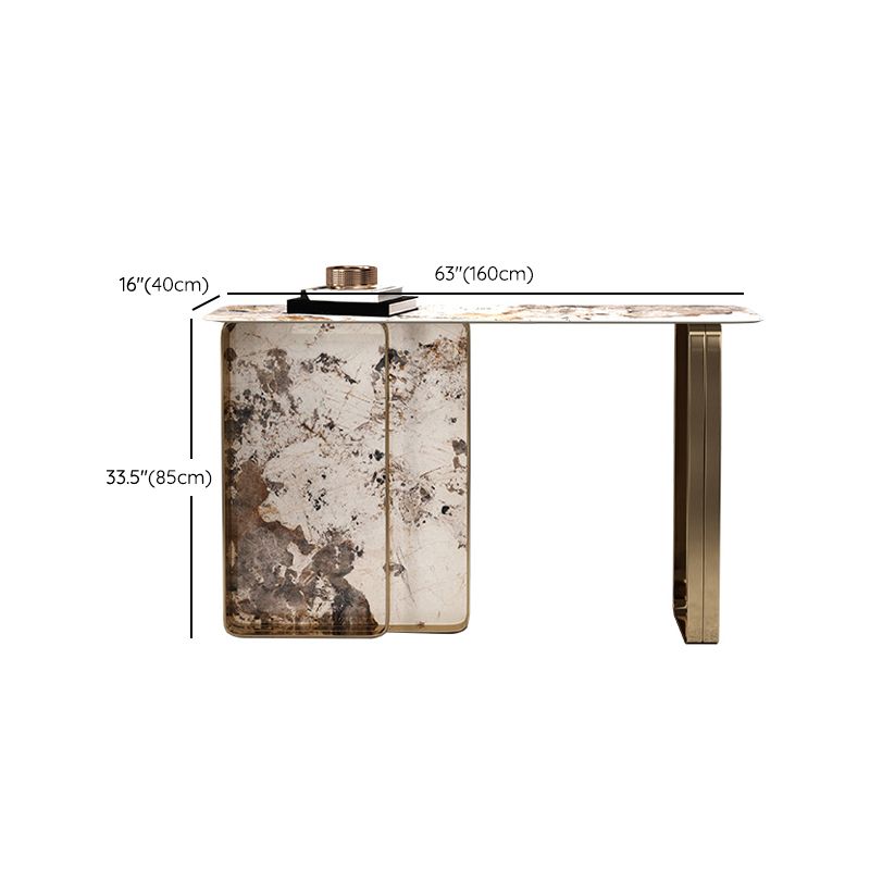 16 inch Wide Glam Console Table Rectangle Stone Sofa Console Table
