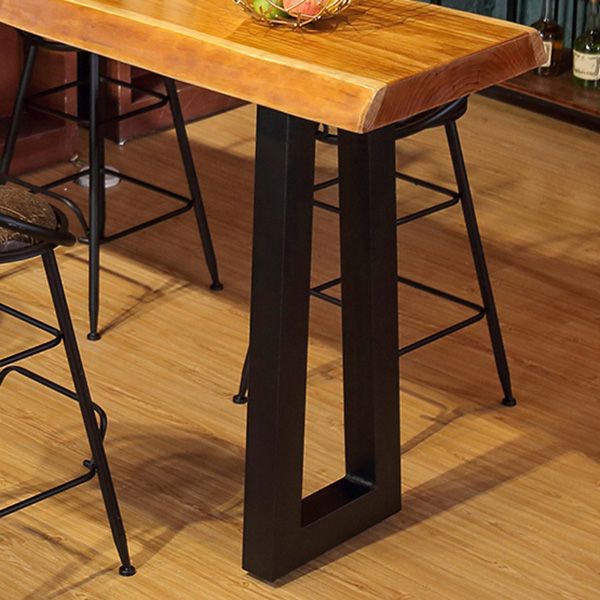 Wood Top Bar Table Rectangle Dining Table with Metal Base for Kitchen Clearhalo 'Bar Furniture' 'Bar Tables' 'bar_tables' 'furn' 'furn_bar_tables' 'Furniture' 'Kitchen & Dining Furniture' 1200x1200_d7f4b35d-7596-4d21-81b9-872fec5a6e09