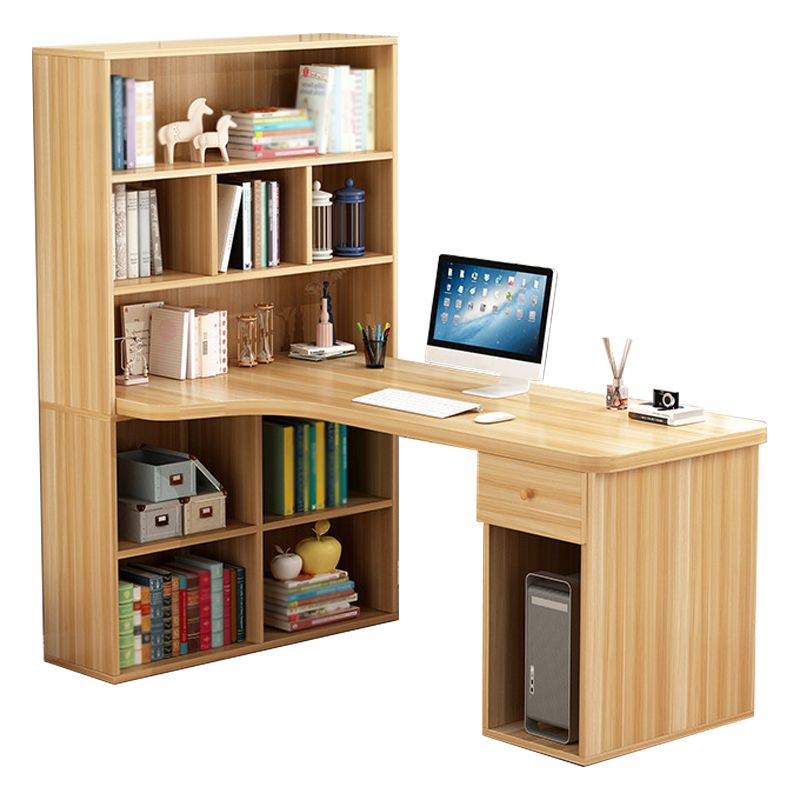 Contemporary Style Computer Desk Bedroom Writing Desk with Bookshelf Clearhalo 'furn' 'furn_office_desk' 'Furniture' 'furniture_office_desk' 'Office Desks' 'Office Furniture' 'office_desk' 1200x1200_d7f50efe-750a-46c7-bcda-fcd8e7e44ac3