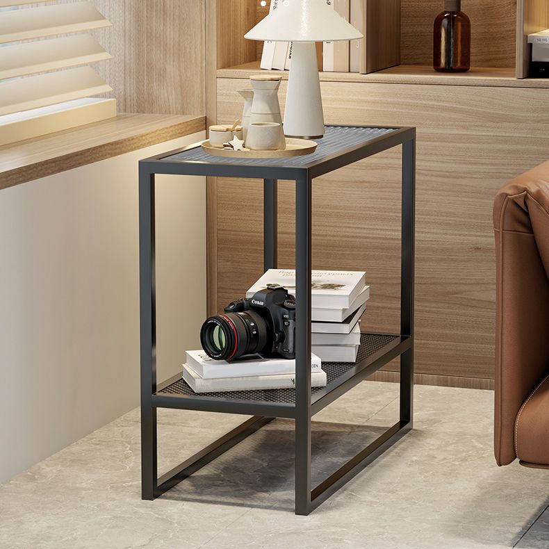 Rectangle Glass Top Side Table 21.65" Tall Metal Frame End Table with Shelf Clearhalo 'Coffee & Accent Tables' 'End & Side Tables' 'end_side_tables' 'furn' 'furn_end_side_tables' 'Furniture' 'Living Room Furniture' 1200x1200_d7f6eba5-4218-4138-9e90-4b97558b010f