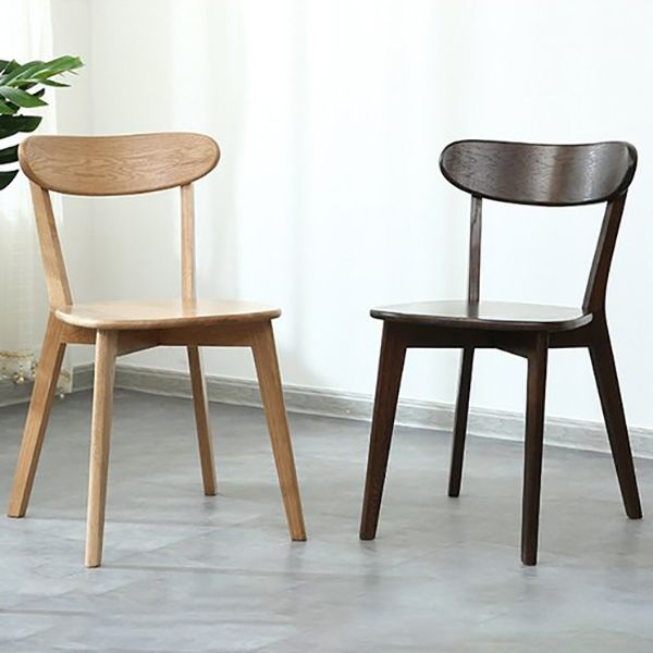 Silla de madera de respaldo sin brazo moderna con patas de roble para el comedor
