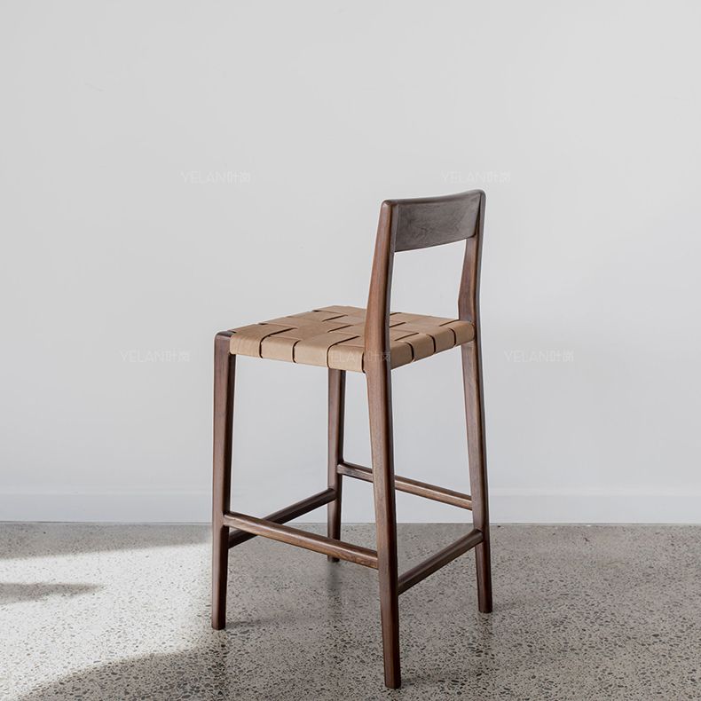 Tabouret de bar en faux cuir contemporain 37,4 pouces avec base en bois massif