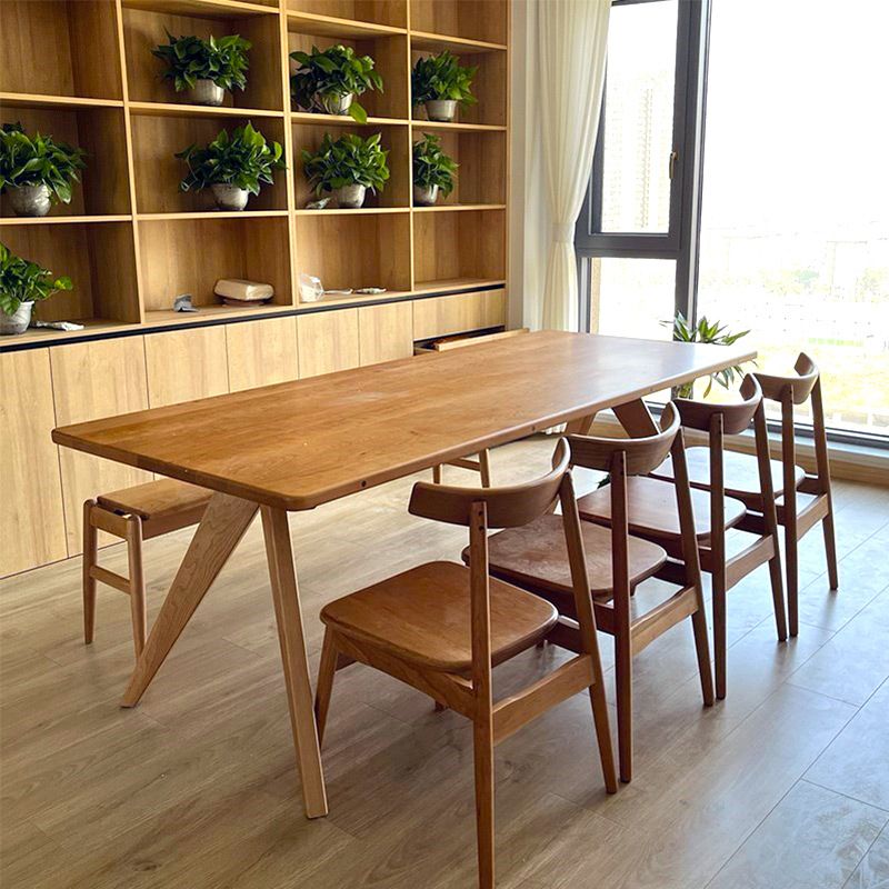 Rectangle Double Base Dining Table Medieval Modern Style Wood Table for Kitchen Clearhalo 'Dining Tables & Seating' 'Dining Tables' 'dining_table' 'furn' 'furn_dining_table' 'Furniture' 'Kitchen & Dining Furniture' 1200x1200_d7fa26af-afe6-430e-ac95-58f124e634e3