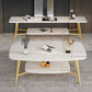 Table basse rectangulaire en ardoise, 4 pieds, 1 table de cocktail simple avec étagère de rangement