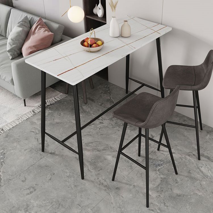 Juego de mesa de bar moderno, juego de barra rectangular de piedra de 1/2/3 piezas con taburetes tapizados
