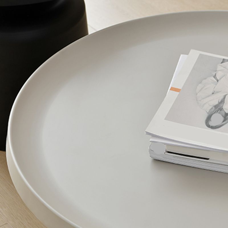 Black/White Metal Coffee Table Round Tray Top Cocktail Table