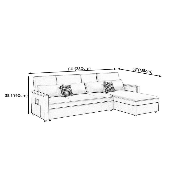 Fabric Square Arm Sectional Sofa 35.43"High Manual Reclining Sofa Bed with Storage Clearhalo 'furn' 'furn_sectionals' 'Furniture' 'furniture_sectionals' 'Living Room Furniture' 'Sectionals' 1200x1200_d7fe60ab-5e25-4902-87f3-8c98a0bfd295