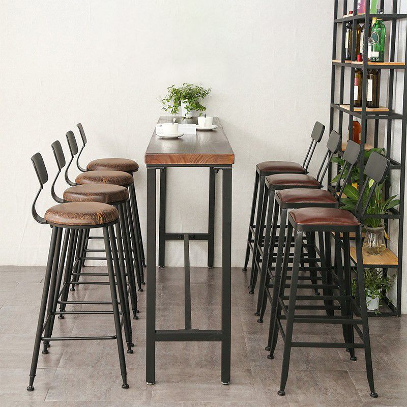 Industrial Brown Pub Table Rectangle Solid Wood Bar Height Table with Trestle Base Clearhalo 'Bar Furniture' 'Bar Tables' 'bar_tables' 'furn' 'furn_bar_tables' 'Furniture' 'Kitchen & Dining Furniture' 1200x1200_d7ff29a6-01f8-41a1-8ccf-832c9541ba80