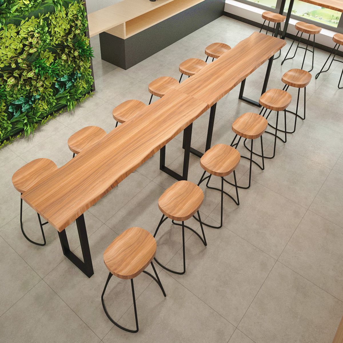 Tavolo da bar rettangolo di rettangolo in stile industriale tavolo da pranzo bar-alight bar