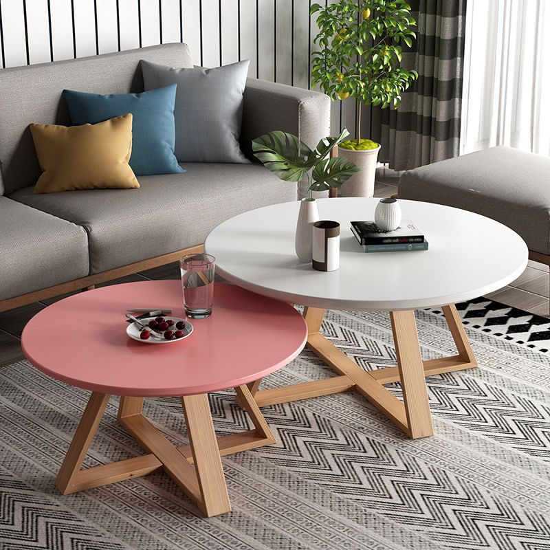 Nordic Style Cocktail Table Multi-color Selection Solid Wood Material Round Coffee Table Clearhalo 'Coffee & Accent Tables' 'Coffee Tables' 'coffee_tables' 'furn' 'furn_coffee_tables' 'Furniture' 'furniture_coffee_tables' 'Living Room Furniture' 1200x1200_d7fffda4-abbc-49c7-966c-9044be37d9c9