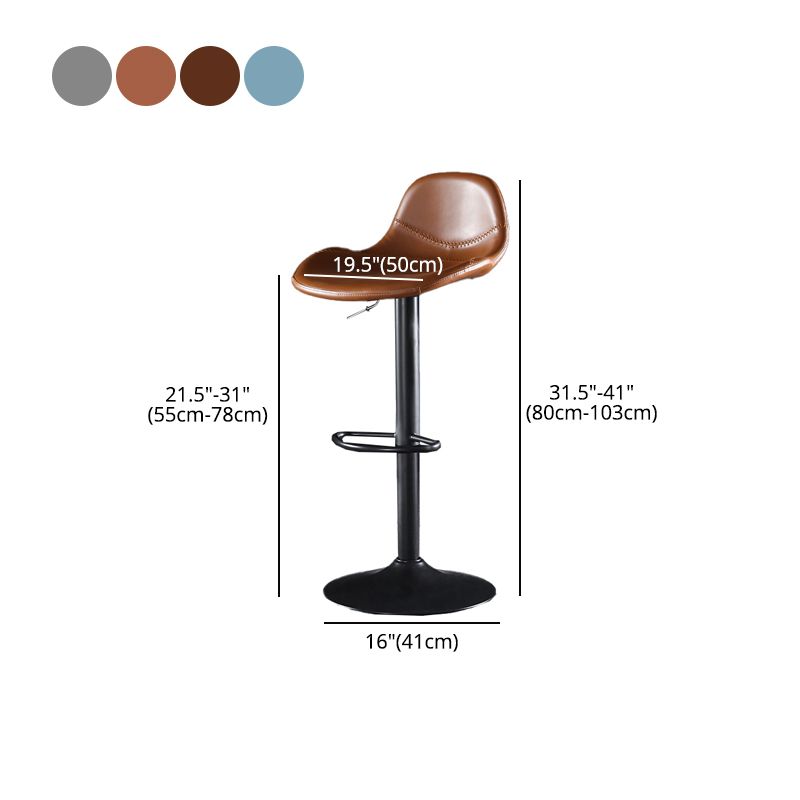 Industrial Style Swivel Leather Barstools Adjustable Low Back Stools Clearhalo 'Bar Furniture' 'Bar Stools' 'bar_stools' 'furn' 'furn_bar_stools' 'Furniture' 'Kitchen & Dining Furniture' 1200x1200_d8026f19-0db9-4a89-8f64-4c207fb87a02