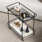 Contemporary Rectangular Side Table with Shelf, Glass Top Corner Table