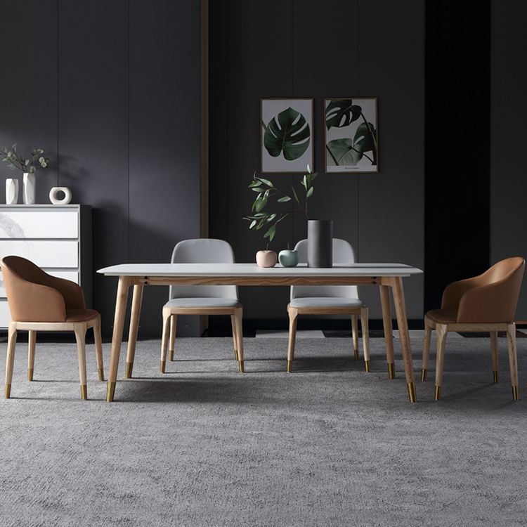 Sintered Stone White Tone Dining Table Luxury 4 Legs Table for Dining Room Clearhalo ' dining_table' 'Dining Tables & Seating' 'Dining Tables' 'furn' 'furn_dining_table' 'Furniture' 'furniture_dining_table' 'Kitchen & Dining Furniture' 'kitchen&dining_furn' 'kitchen' 'kitchen_dining_table' 1200x1200_d8042ce3-b8f1-41b1-96fd-e04b681e482e