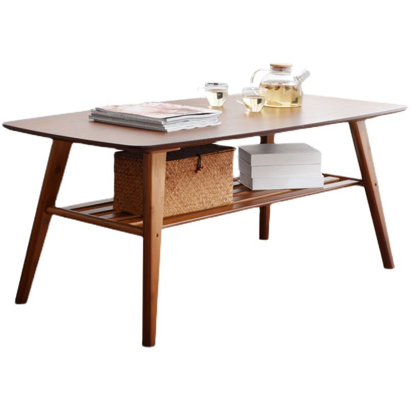 Rectangular Coffee Table with Walnut/wood-colored Top on 4-leg Base Clearhalo 'Coffee & Accent Tables' 'Coffee Tables' 'coffee_tables' 'furn' 'furn_coffee_tables' 'Furniture' 'furniture_coffee_tables' 'Living Room Furniture' 1200x1200_d805661b-a6ff-4211-ba39-d2a7c40c623f