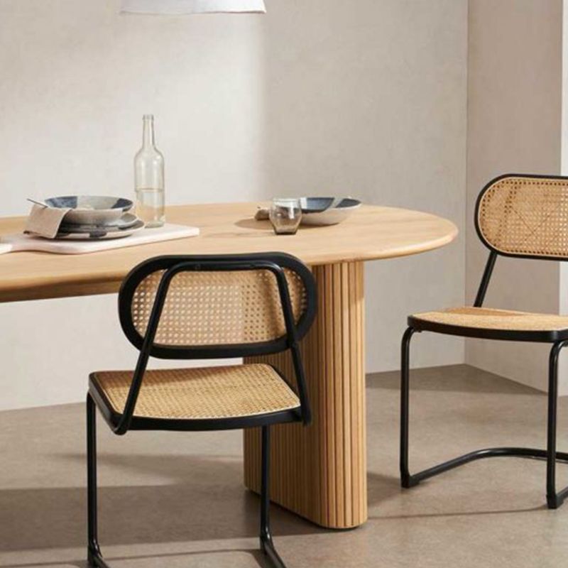 Contemporary Style Dining Table Solid Wood Brown Table for Home Kitchen