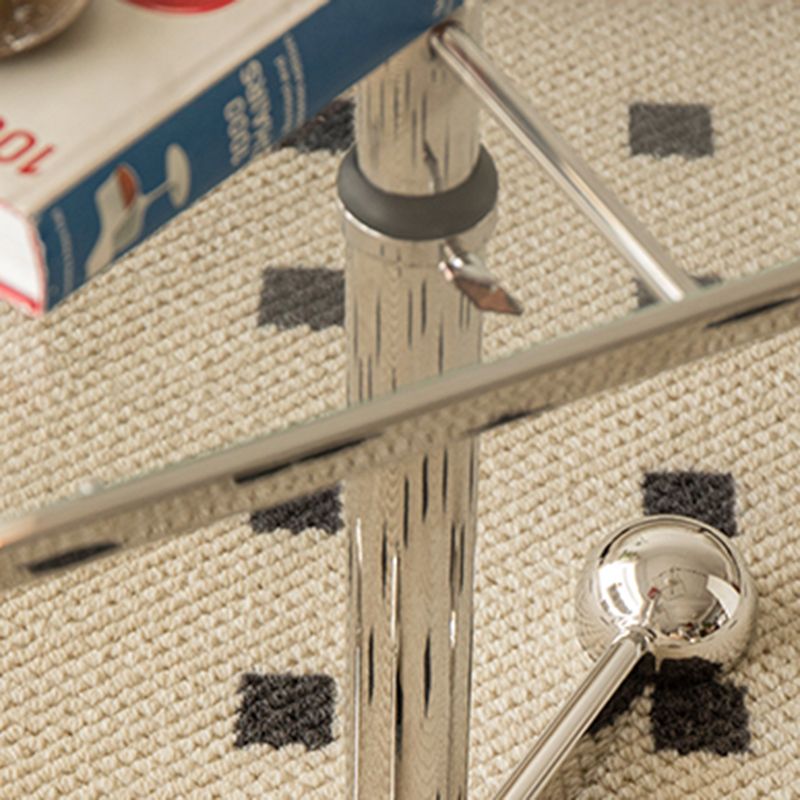 23.6" W Clear Glass End Table Pedestal Stainless Steel Side Table with Adjustable Height Clearhalo 'Coffee & Accent Tables' 'End & Side Tables' 'end_side_tables' 'furn' 'furn_end_side_tables' 'Furniture' 'Living Room Furniture' 1200x1200_d805c08e-1dcc-4d61-8737-deedbf6d8505