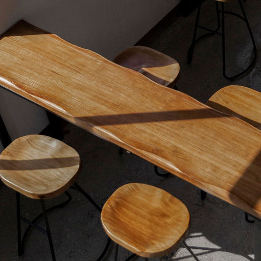 Brown Modern Style Table Solid Wood and Iron Indoor Bar Table Clearhalo 'Bar Furniture' 'Bar Tables' 'bar_tables' 'furn' 'furn_bar_tables' 'Furniture' 'furniture_bar_tables' 'Kitchen & Dining Furniture' 1200x1200_d80aea08-0a4d-4cbc-8fe8-788451550963