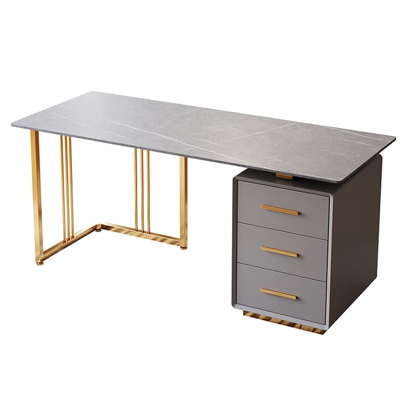 Glam 3-drawer Office Desk Rectangular Sintered Stone Home Desk Clearhalo 'furn' 'furn_office_desk' 'Furniture' 'furniture_office_desk' 'Office Desks' 'Office Furniture' 'office_desk' 1200x1200_d80c5e4f-41b8-4da1-8b9f-92c04a9347f9