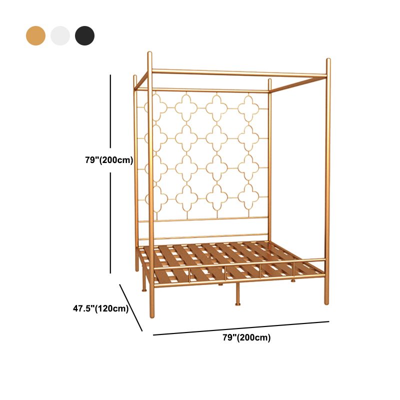 Metal Four Poster Bed con cabecera de marco abierto, cama estándar glamorosa