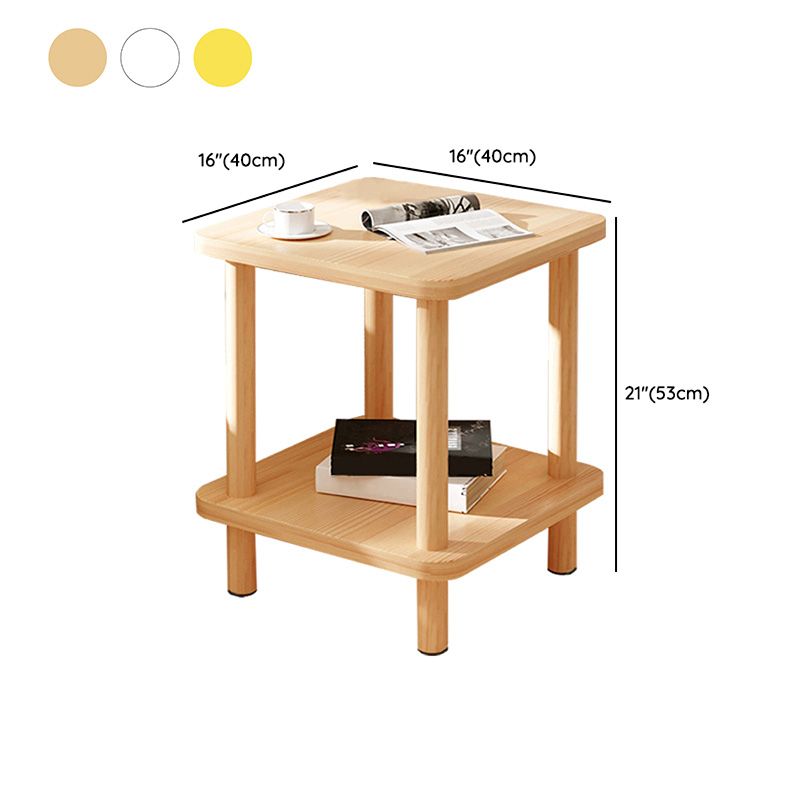 Modern Rectangular Corner Table Double Tier Wood Side End Table