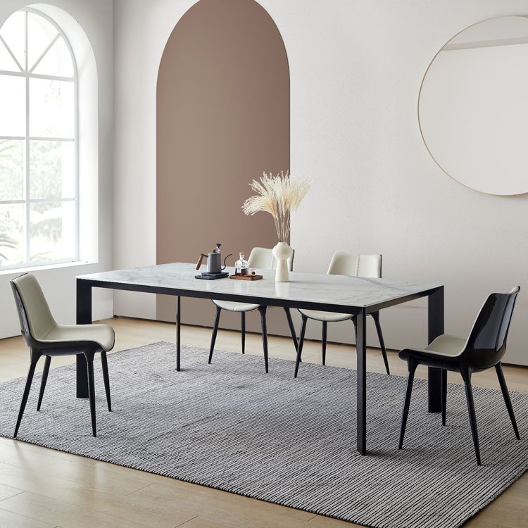 Rectangle Stone Dining Table Contemporary Metal 4 Legs Dining Table Clearhalo 'Dining Tables & Seating' 'Dining Tables' 'dining_table' 'furn' 'furn_dining_table' 'Furniture' 'Kitchen & Dining Furniture' 1200x1200_d80e8f89-2efd-47e5-98c6-8cb032b7d7e9