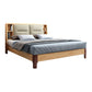 Natural Bed Frame Wood and Upholstered Standard Bed Upholstered Headboard