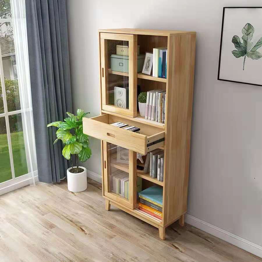 Wooden Modern Bookcase Standard Natural Closed Back Bookshelf with Shelves Clearhalo 'Bookcases' 'furn' 'furn_bookcases' 'Furniture' 'Office Furniture' 1200x1200_d812ef80-af26-4ce4-856f-e44f12d3d572